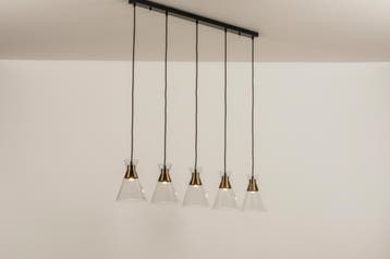 Rietveld Hanglampen - Brons, Transparant - Glas, Metaal, Verzenden, Nieuw