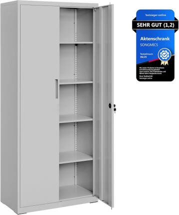 SONGMICS Archiefkast  180 cm Grijs - Als Nieuw OMC015G0, Ophalen, Archiefkast, Nieuw, 50 tot 100 cm