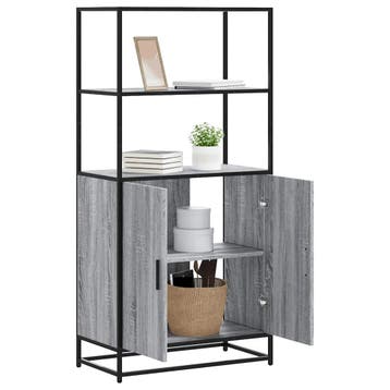 vidaXL buffetkast 68x35x139cm bewerkt hout en metaal grijs, Minder dan 50 cm, Verzenden, Nieuw, Minder dan 100 cm