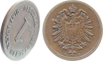 Duitsland Probe 1 Pfennig 1876 G J 001 deutlich feine Rif..., Verzenden