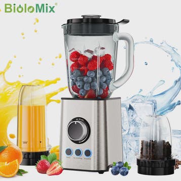 BioloMix 3-in-1 Blender: Krachtige 1300W Smoothie Maker, Gri, Verzenden, Nieuw