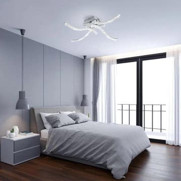 Moderne LED plafondlamp golvend chroom 32W, Verzenden, Nieuw