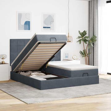 vidaXL Ottoman bed met matrassen 180x200cm fluweel, Eenpersoons, Verzenden, Nieuw, 80 cm