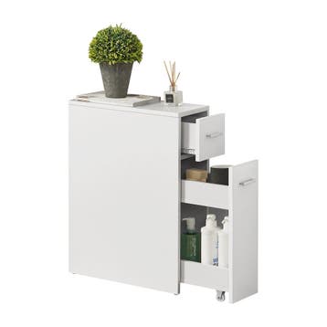 [en.casa] Niskast badkamerkast op wielen 61x20x45 cm wit, Verzenden, Nieuw