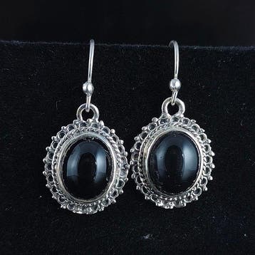 Zilver - Oorbellen - Jetzwart sterlingzilver