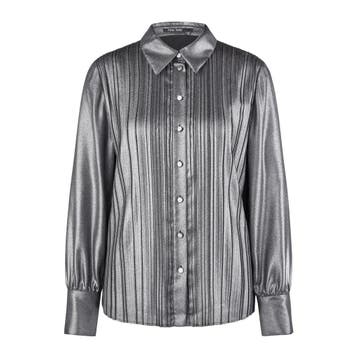 Marc Aurel • metalic plisse blouse • 36, Kleding | Dames, Marc Aurel, Verzenden, Nieuw, Maat 36 (S)