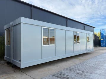 Kantoorunit 10x3 mtr met Wastrog RVS  en Toilet, Ophalen of Verzenden