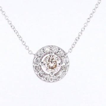 Ketting met hanger - 14 karaat Witgoud - 0.80ct. tw. Diamant, Sieraden, Tassen en Uiterlijk, Antieke sieraden