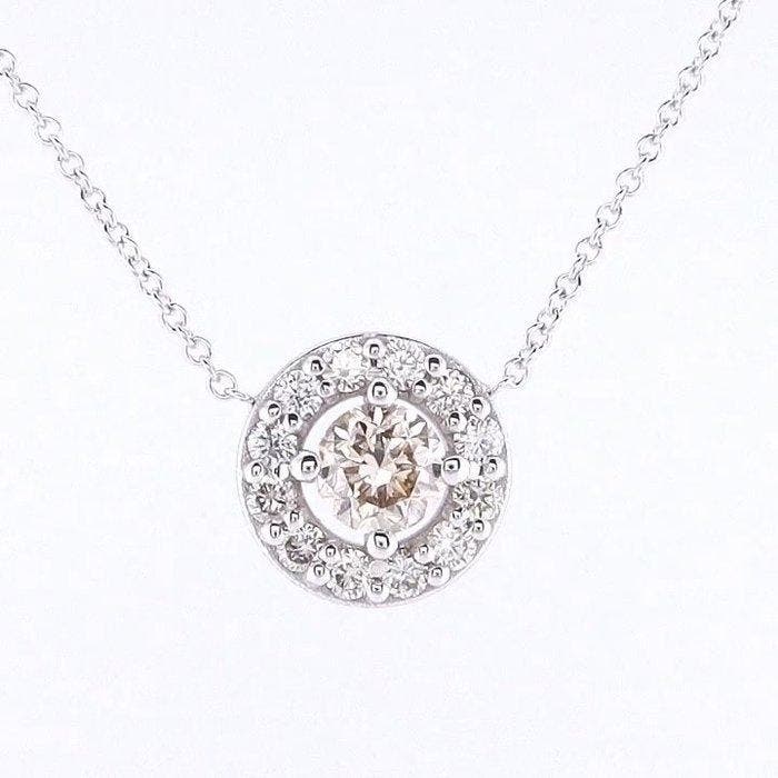 Ketting met hanger - 14 karaat Witgoud - 0.80ct. tw. Diamant, Sieraden, Tassen en Uiterlijk, Antieke sieraden