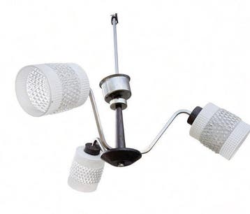 Plafondlamp - Metaal, Hout, Glas - Kroonluster met drie