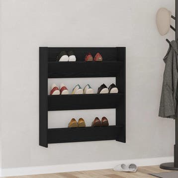 vidaXL Schoenenkast 80 x 18 x 90 cm Bewerkt hout Zwart eiken, Verzenden, Nieuw