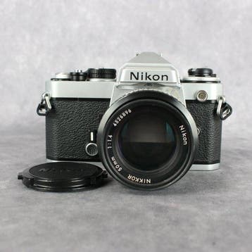 Nikon FE chrome + Nikkor 1.4/50mm | Single lens reflex, Audio, Tv en Foto, Fotocamera's Analoog, Nieuw