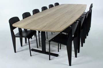 KSB Vergadertafel natuur-eiken - zwart 320x120 cm PL Nieuw, Ophalen of Verzenden, Nieuw in verpakking, Bureau