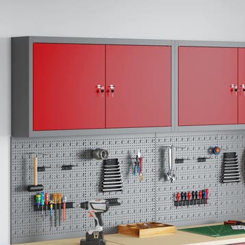 vidaXL Gereedschapskast met plank Rood en Grijs 100 x 20 x, Verzenden, Nieuw
