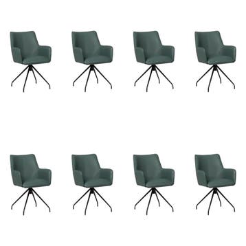 Set van 8 Leren draaibare eetkamerstoelen Wave - Toledo, Huis en Inrichting, Stoelen, Ophalen of Verzenden, Nieuw, Leer, Vijf, Zes of meer stoelen