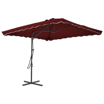vidaXL Parasol met stalen paal 250x250x230 cm bordeauxrood, Verzenden, Nieuw, 2 tot 3 meter
