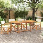 vidaXL Tuinstoelen 4 st inklapbaar stof crèmewit, Verzenden, Nieuw, Hout