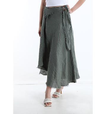 Linnen vintage linnen maxi rok met ceintuur, KAKI kleur,, Kleding | Dames, Nieuw