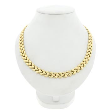 Gouden fantasie schakelketting, Sieraden, Tassen en Uiterlijk, Ophalen of Verzenden, Gebruikt, Goud, Goud