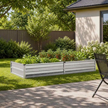vidaXL Verhoogd Tuinbed Zilverkleurig 160 x 80 x 24 cm, Minder dan 30 cm, Verzenden, Nieuw, Metaal