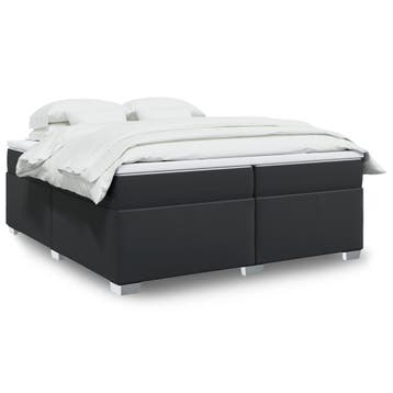vidaXL Boxspring met matras kunstleer zwart 200x200 cm, Overige materialen, Verzenden, Zwart, Overige maten