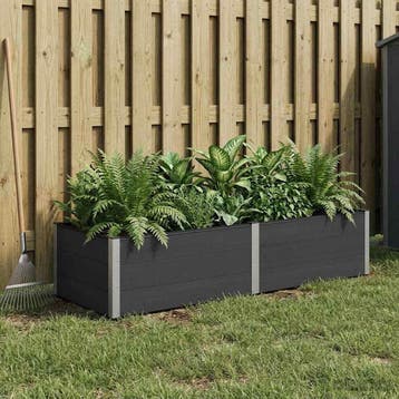 vidaXL Verhoogde plantenbak Zwart 250 x 100 x 54 cm WPC en, 100 cm of meer, Verzenden, Nieuw, Hout