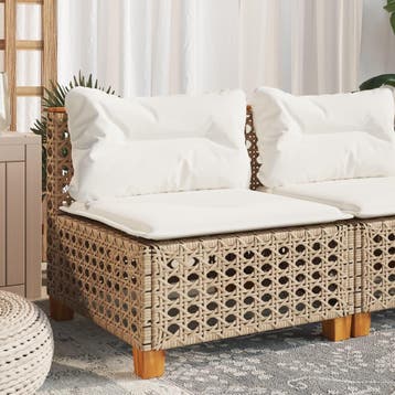 vidaXL Tuinbank zonder armleuning met kussens poly rattan, Verzenden, Nieuw