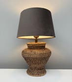 Tafellamp - Rattan, Textiel - Luxe Gevlochten Tafellamp