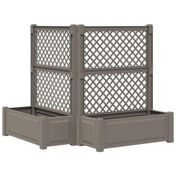 vidaXL Grote plantenbak met trellis 2 st PP Grijs, Verzenden, Nieuw