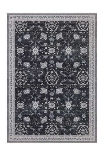 Vintage Vloerkleed | Inka | Bloemen | Zwart | 240x340 cm, Verzenden, Nieuw