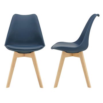 Eetkamerstoelen Fläten set van 2 stuks kunstleer blauw en na, Verzenden, Nieuw