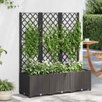 vidaXL Plantenbak met trellis zwart 120x40x136 cm PP, Tuin en Terras, Bloembakken en Plantenbakken, Kunststof, 100 cm of meer