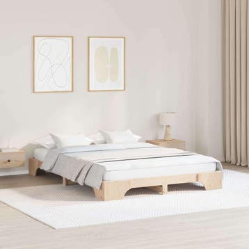 vidaXL Bedframe Naturel 150 x 200 cm Massief grenenhout, Verzenden, Nieuw, Bruin, Hout