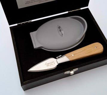 Laguiole - Oyster Knife & Oyster holder - Oak Wood handle -