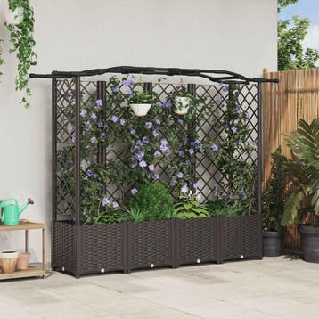 vidaXL Verhoogd Bed met Trellis en Dak Bruin 204 x 40 x 138, Verzenden, Nieuw, Minder dan 60 cm, 60 cm of meer