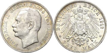 3 Mark 1912 Baden Friedrich Ii 1907-1918, Verzenden