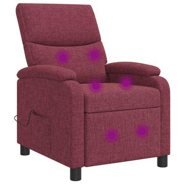 vidaXL Massage Recliner Wijnrood Stof, Verzenden, Nieuw