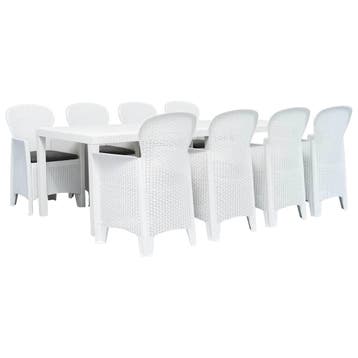 vidaXL 9-delige Tuinset rattan-look kunststof wit, Tuin en Terras, Verzenden, Textileen, Nieuw, 8 zitplaatsen