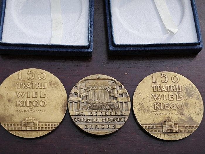 Polen, Rusland. Medal 3 pcs. Set, incl. 150. lat Teatru, Postzegels en Munten, Munten en Bankbiljetten | Toebehoren