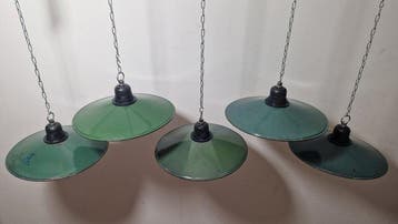 Plafondlamp (5) - Emaille, Staal - Geëmailleerde lampen 5, Antiek en Kunst