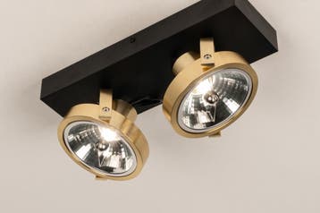 Rietveld Spots - Zwart, Goud - Metaal, Aluminium, Huis en Inrichting, Lampen | Hanglampen, Verzenden, Nieuw