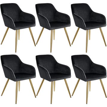 Eetkamerstoel Marilyn fluweellook, gouden poten - zwart/goud, Huis en Inrichting, Stoelen, Verzenden, Nieuw