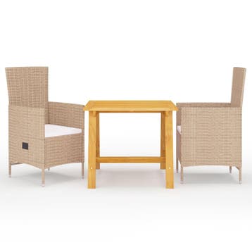 vidaXL 3-delige Tuinset beige, Verzenden, Nieuw, 2 zitplaatsen, Tuinset