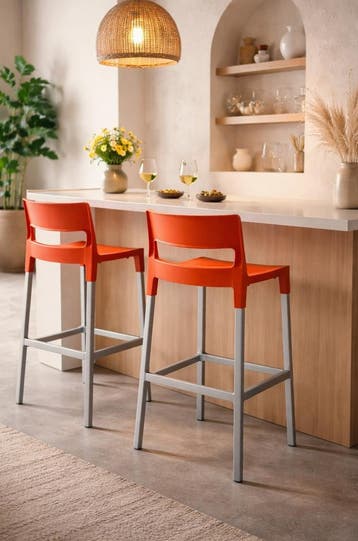 Scab Design Divo 75 barkruk, rood-alu, Huis en Inrichting, Ophalen of Verzenden, Gebruikt, Overige kleuren