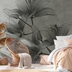 Profhome 382781-GU Fotobehang bloemen mat grijs, Verzenden