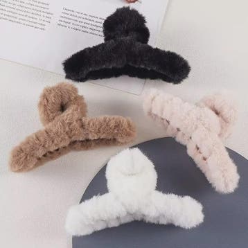 Set van 4 Elegante Pluche Haarclips met Faux Fur - Stijlvoll, Verzenden, Nieuw