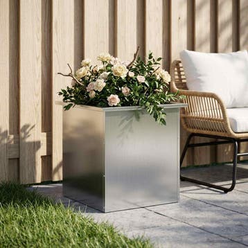 vidaXL Plantenbak met led zilver 50 x 50 x 48 cm, Tuin en Terras, Verzenden, Minder dan 60 cm, Nieuw, Metaal