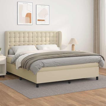vidaXL Boxspring met matras kunstleer crèmekleurig 180x200, Huis en Inrichting, Overige materialen, Eenpersoons, Verzenden, Nieuw