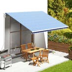 vidaXL Vervangingsdoek voor luifel 4,5x3,5 m blauw en wit, Verzenden, Nieuw