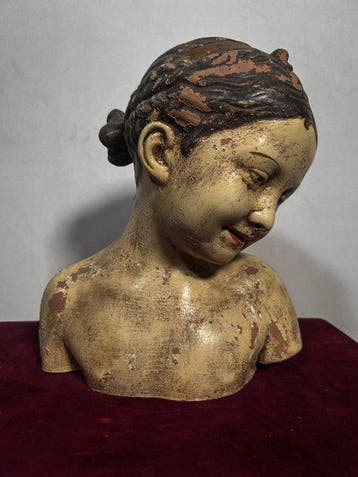 sculptuur, Giovinetta con Capelli Raccolti - 29 cm -